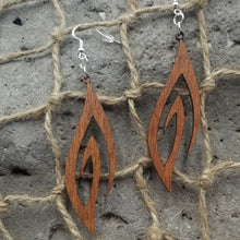 Load image into Gallery viewer, "Abstract Long Swirl" Wood Dangle Earrings