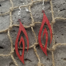 Load image into Gallery viewer, "Abstract Long Swirl" Wood Dangle Earrings