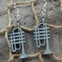 Load image into Gallery viewer, "Piccolo Trumpet" Coronet Horn  Shaped Music Instrument Dangle Earrings