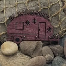 Load image into Gallery viewer, "We Sleep Around" Teardrop Camper Key Rack RV Decor Wall Hanging