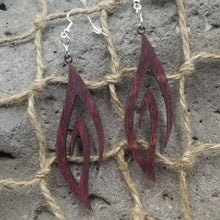 Load image into Gallery viewer, "Abstract Long Swirl" Wood Dangle Earrings