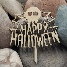Load image into Gallery viewer, "Happy Halloween Spider Web" Cup Cake Toppers: Set of 12 for Party Celebration
