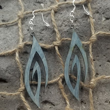 Load image into Gallery viewer, "Abstract Long Swirl" Wood Dangle Earrings