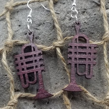 Load image into Gallery viewer, "Piccolo Trumpet" Coronet Horn  Shaped Music Instrument Dangle Earrings