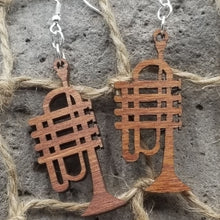 Load image into Gallery viewer, "Piccolo Trumpet" Coronet Horn  Shaped Music Instrument Dangle Earrings