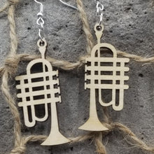 Load image into Gallery viewer, "Piccolo Trumpet" Coronet Horn  Shaped Music Instrument Dangle Earrings