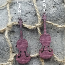 Load image into Gallery viewer, "Fiddle or Violin" Shaped Music Instrument Dangle Earrings