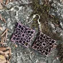 Load image into Gallery viewer, &quot;Poinsettia&quot; Inspired Square Boho Wood Dangle Earrings
