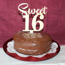 Load image into Gallery viewer, &quot;Sweet 16&quot; Happy Birthday Wood Cake Topper

