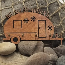 Load image into Gallery viewer, &quot;We Sleep Around&quot; Teardrop Camper Key Rack RV Decor Wall Hanging
