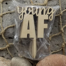 Load image into Gallery viewer, &quot;Young AF&quot; Cup Cake Toppers: Set of 12 for Party Celebration
