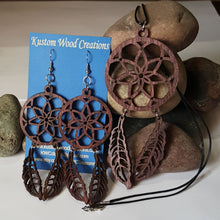 Load image into Gallery viewer, &quot;Dream Catcher&quot; Boho Dangle Wood Earring &amp; Necklace Set
